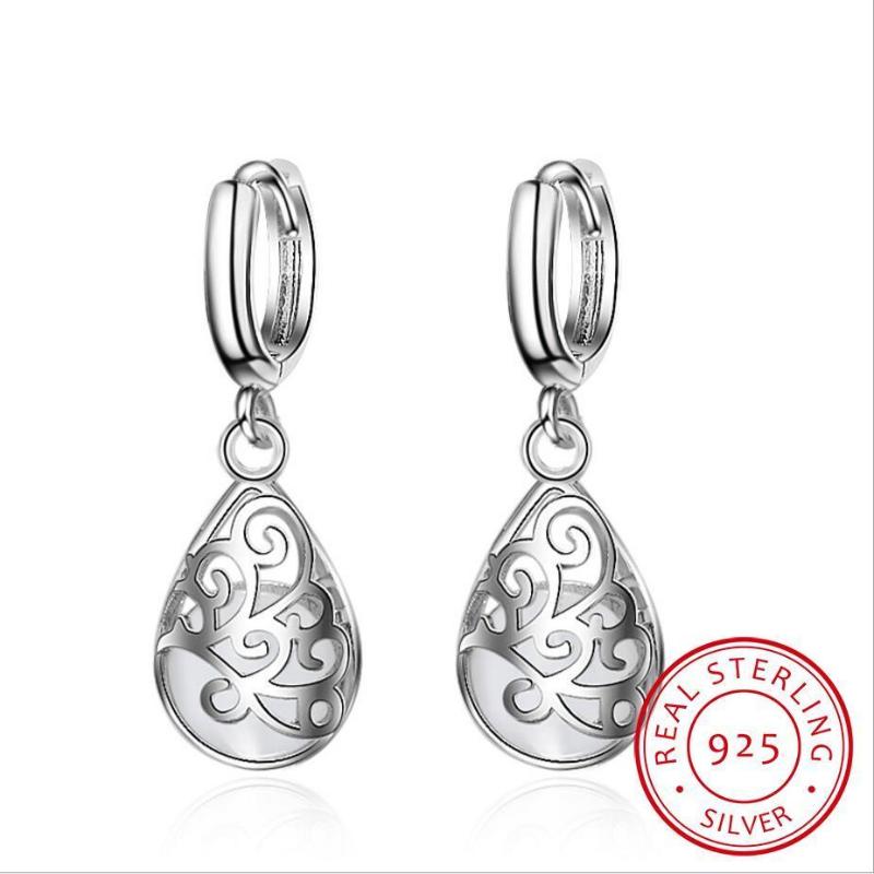 

925 Sterling Silver Moonlight Opal Tears Pattern Drop Earrings Gift Pendientes Oorbellen Boucle D'oreille Femmes S-e321