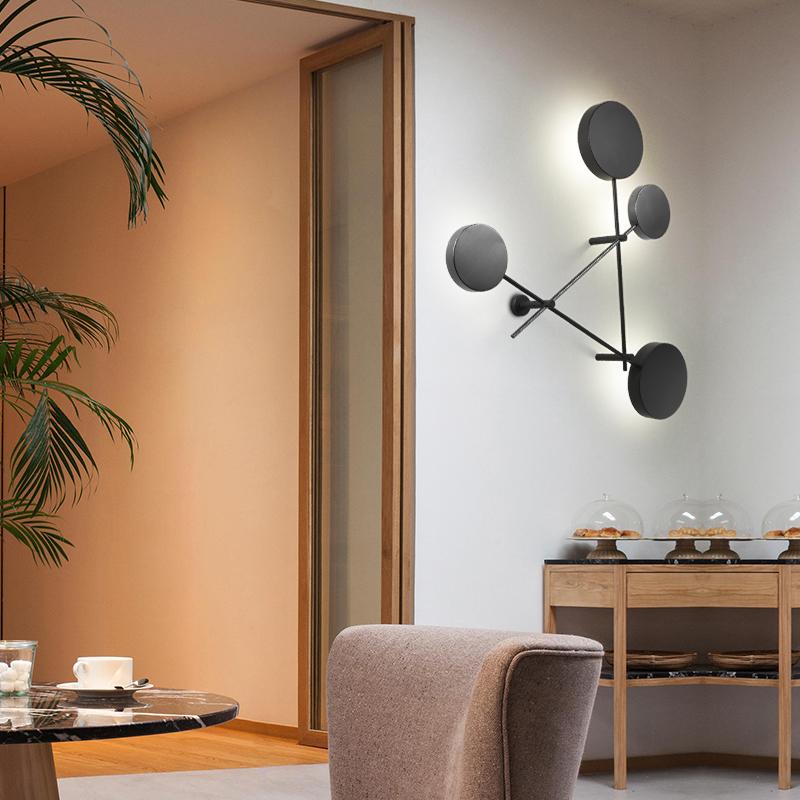 

Nordic Modern Simple Creative Wall Lamps Black Round Disc Combo Wall Mounted Light Corridor Kids Room Decoration Sconce AC