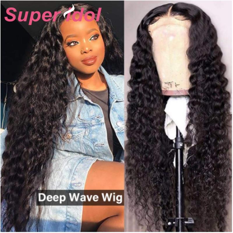 

Super Hair 13x4 Deep Wave Lace Front Wigs 32 Human hair For Women Black Brazilian Remy lace frontal Wigs natural color