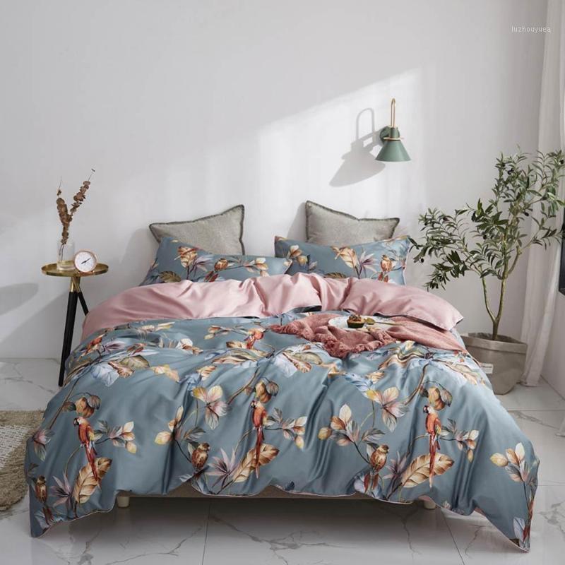 

Svetanya Birds Leaves Flowers Bedlinens Silkly Egyptian Cotton Bedding Set Queen King Size Sheet Duvet Cover Set1, 20192413