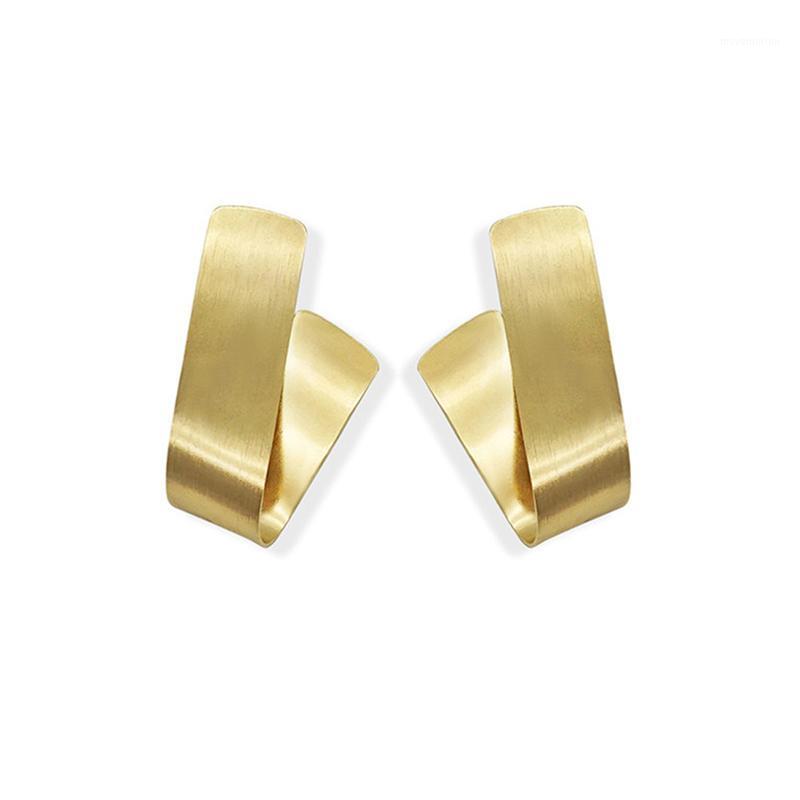 

LWONG Gold Color Oversized Brass Stud Earrings for Women Simple Geometrical Earrings Modern Minimalist Earring Studs Statement1