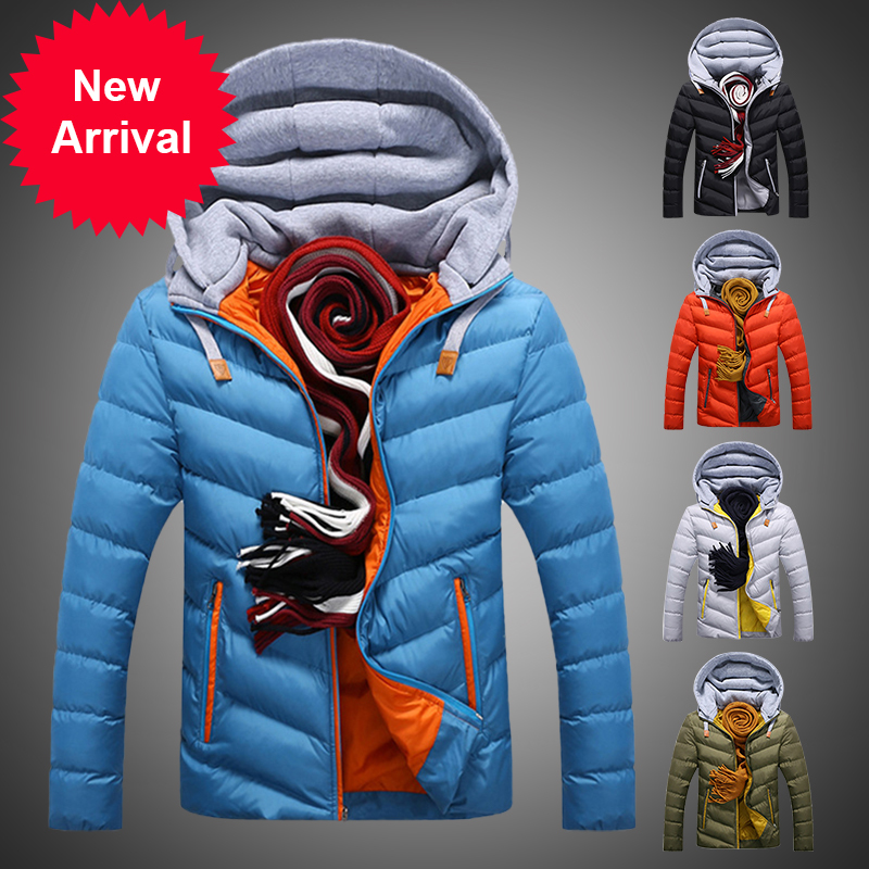 

Winter warm cotton wool coat with hood, Blue white fk050