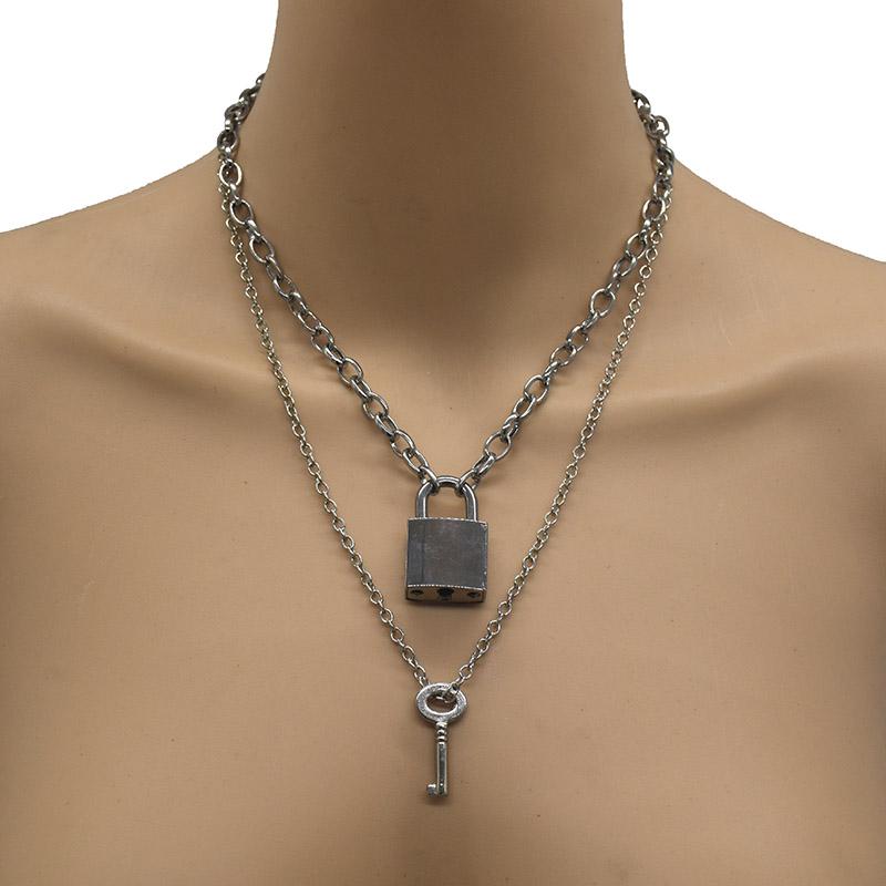 

Handmade Men Women Chain Necklace Heavy Duty Square Lock Padlock Choker Statement Collar Gothic Jewelry