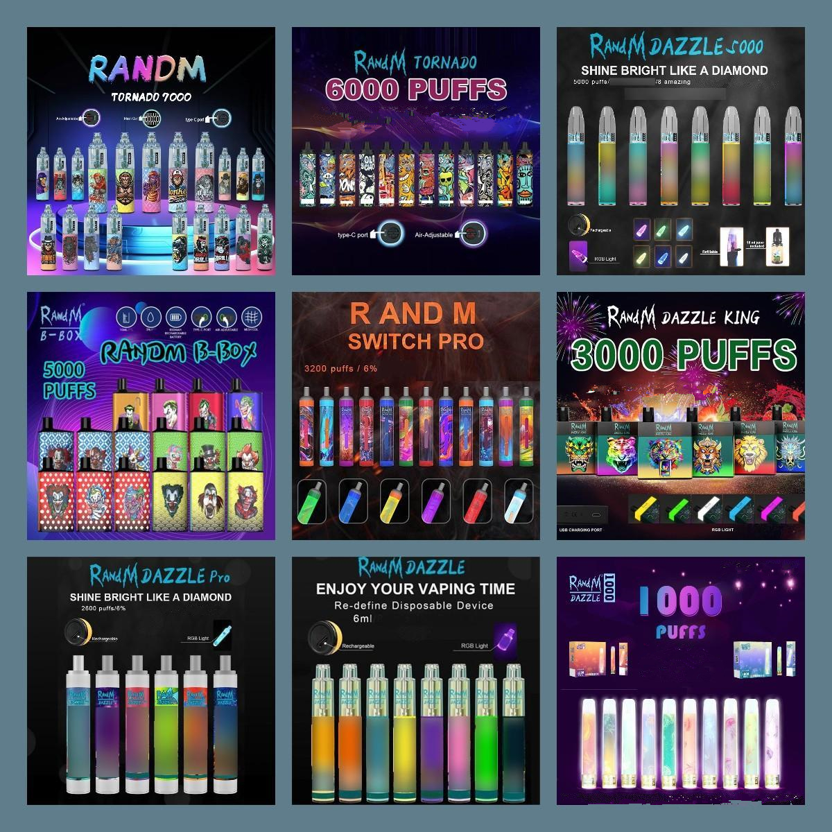 

RandM Dazzle Switch Pro B Box Tornado Ghost Electronic Cigarettes Disposable Vape king 1000 2000 2600 3200 4000 5000 6000 7000 8000 10000Puffs Authentic wholesale