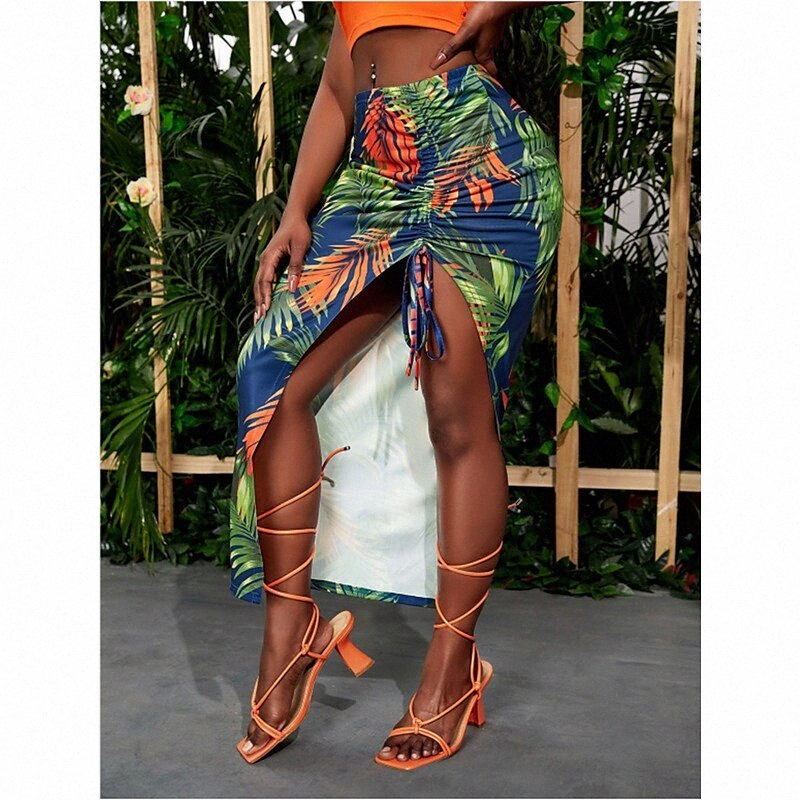 women's Boho Skirts Daily Date Floral / Botanical Print Green S M L X0j3#-image-756085071
