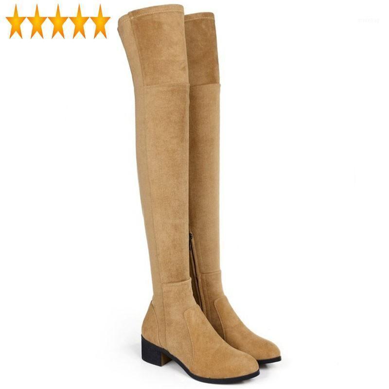 

Womens Genuine Leather Top Brand Winter Comfort Block Chunky Heel Sexy Elegant Lady Over The Knee Boots Round Toe Shoes1, Grey normal