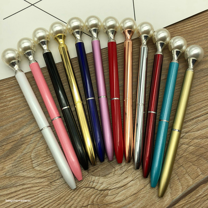 

Pearl Ball Pens Ballpen Pen Fashion Girl Big Pearl Ballpoint Pens For School Stationery Office Supplies Wholesale Free Shipping DBC BH4624, 12 colors
