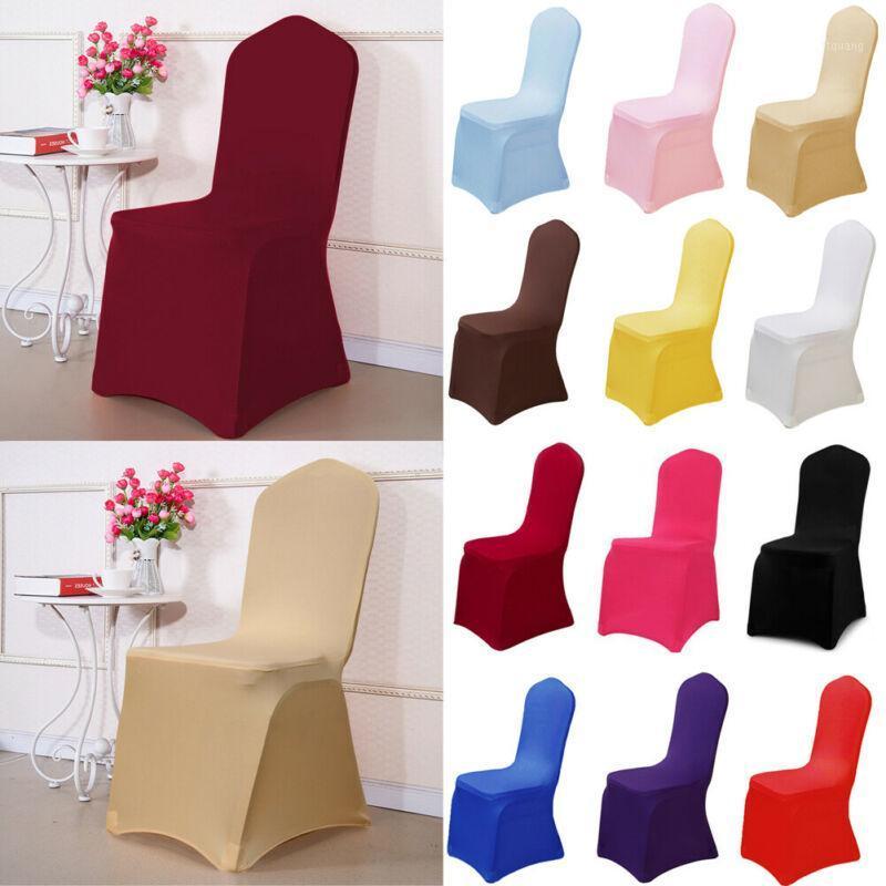 

Fashion Brief Solid Chair Covers Spandex Stretchy Slip Cover Wedding Banquet Dining Chair Covers Party Kitchen Seat1