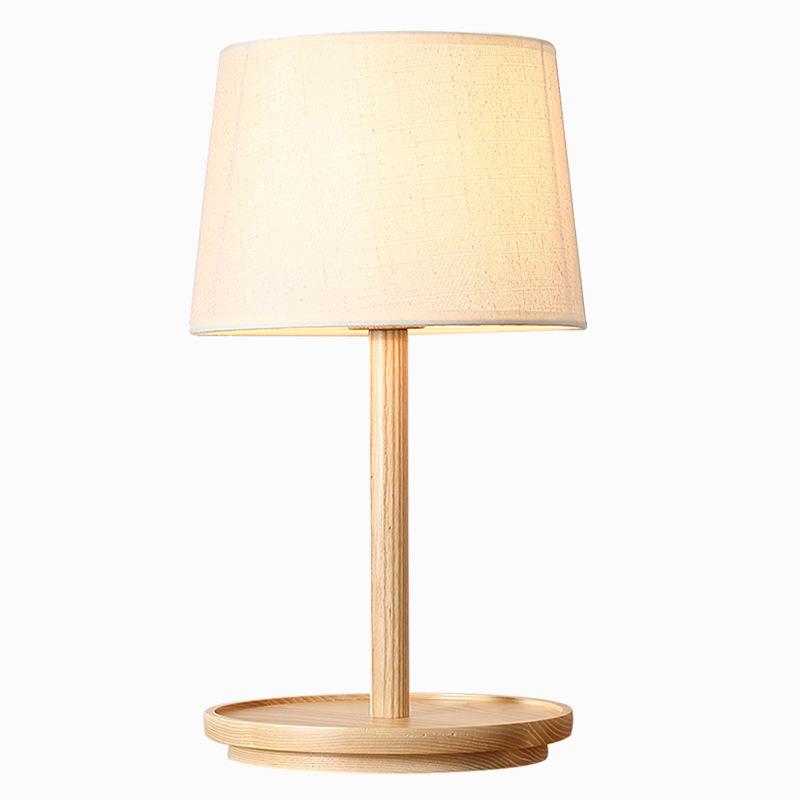 

Japanese Style Wooden Table Lamp Fabric Lampshade Simple Living Room Bedroom Bedside Reading Desk Lights Home Decoration E27 LED Lamp