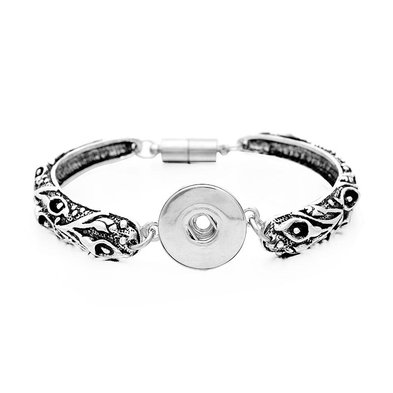

10pcs/lot Fashion Women Tibetan Twig Metal Diy 18mm Snap Button Bracelet Bangle Jewelry