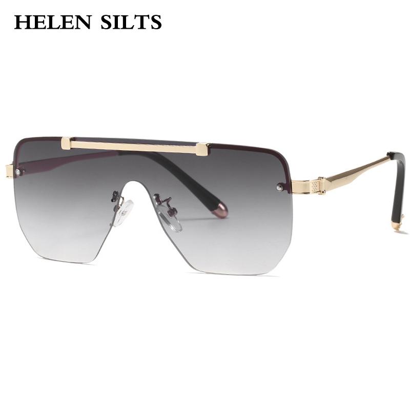 

Oversized One Piece Lens Sunglasses Women Fashion Rimless Sun Glasses Female Shades Flat Top Shades Retro Gradient Eyewear UV400