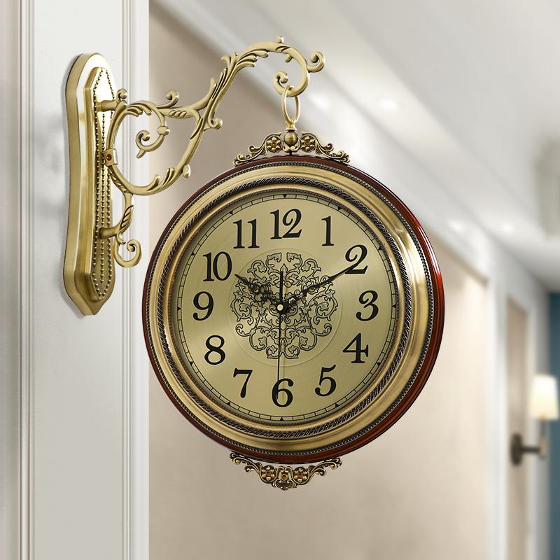 

Household Creative Personality Fashion Metal Double-sided Clock European Modern Light Luxury Double-sided Simple Wall Clock