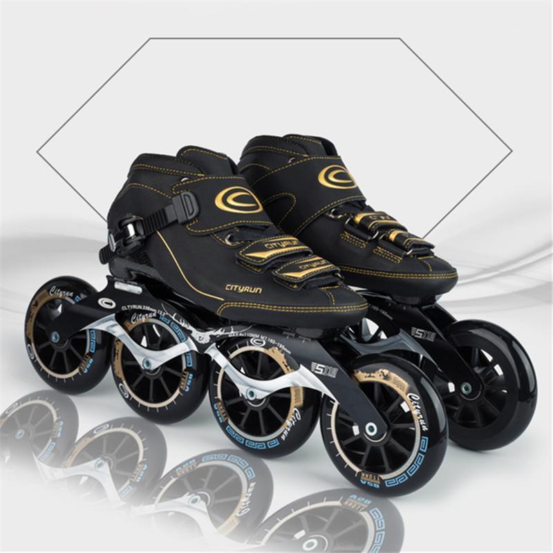 

CITYRUN Inline Speed Skates Ice Skates Multiple-use Boot Functional 4 wheels 90 100 110 Roller Skating Sneakers 85A ILQ-11 Race1, Black