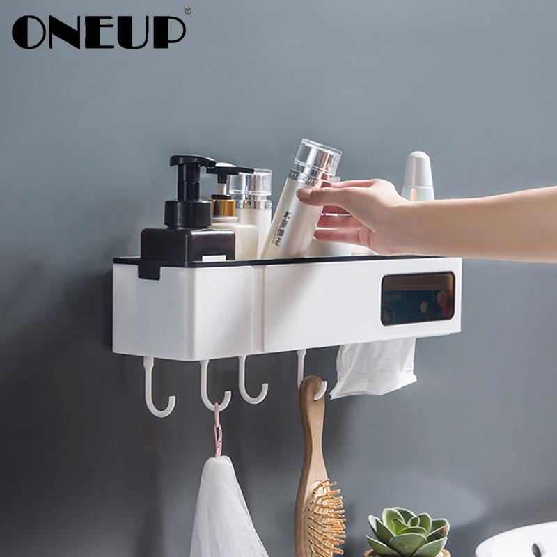

ONEUP Multifunction Bathroom Shelf Wall Mounted Shower Shampoo Storage Rack Tissue Rack Organizer For Home Bathroom Accessories