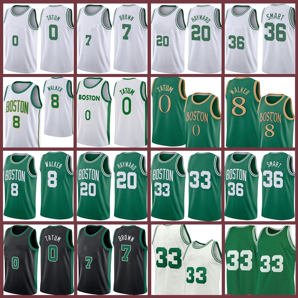 

Kemba 8 Walker Jayson 0 Tatum 33 Basketball Jersey Marcus 36 Smart Jaylen 7 Brown Gordon 2021 NEW jerseys, Jersey-kaierte