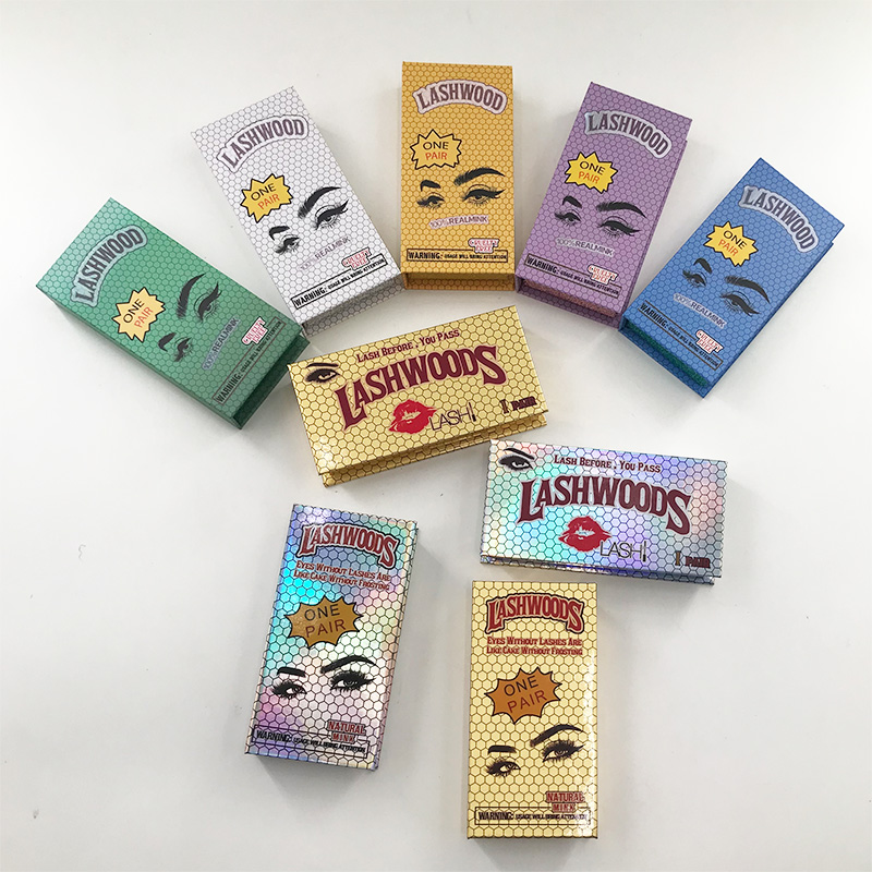 

Lashwood rectangular empty eyelashes boxes magnetic box for 16mm-25mm dramatic strip mink eyelash customized logo packaging false eye lashes vendor
