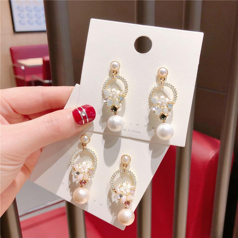 

New Korean Fashion Long Geometric Earrings Drop Flower Earrings for Women Large Statement Party Jewelry Gift