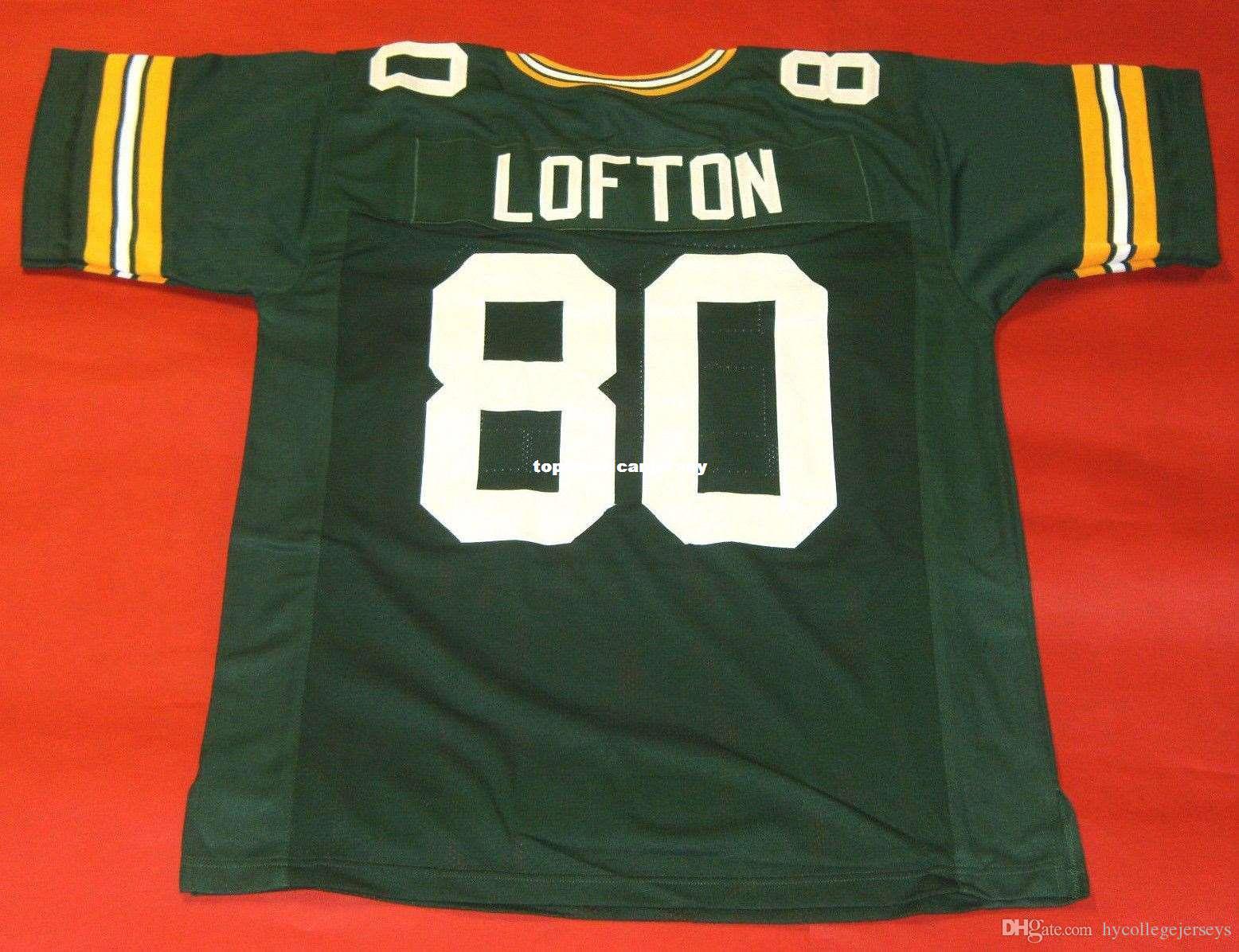 

Cheap retro #80 JAMES LOFTON CUSTOM MITCHELL & NESS Jersey green Mens Stitching Top S-5XL,6XL Football Jerseys Running