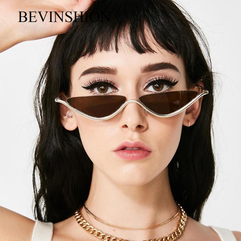 

Brand Designer Sexy Cat Eye Sunglasses Women Vintage Half Frame Triangle Retro Punk Glasses Men Metal Sun Shades
