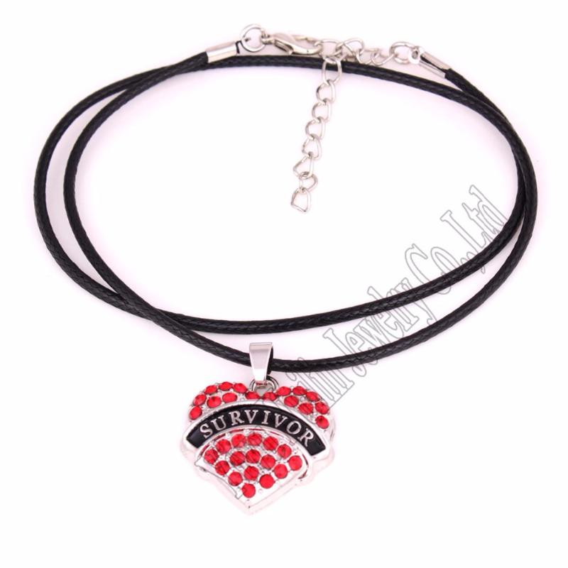 

rhodium plated zinc studded with sparkling crystals SURVIVOR charm necklace