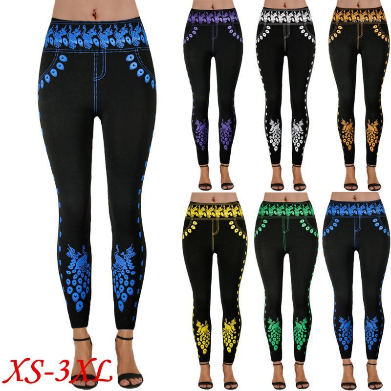 

Ladies'printed Yoga Pants Athletic Jeans Bottoms Hip Lift Overshoot And Slim Nine-minute Pants Women Fitness Running#11.121, Bu