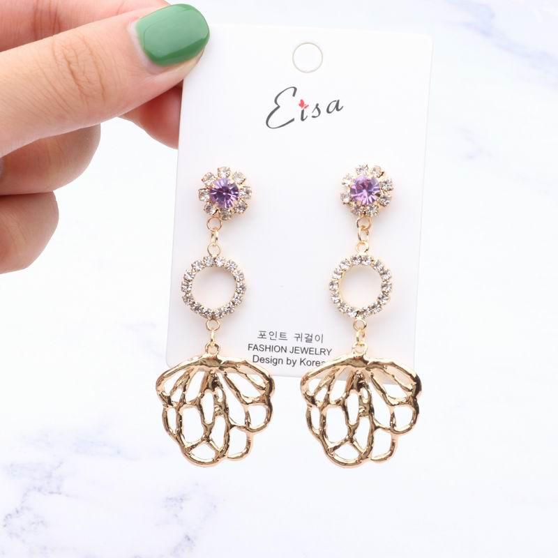 

MENGJIQIAO 2021 New Korean Vintage Big Metal Flower Long Drop Earrings For Women Rhinestone Circle Temperament Fashion Oorbellen