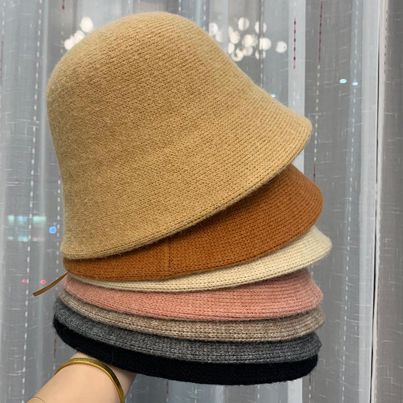 

Winter All-Mmatch Wool Knitted Fisherman Hats Women's Japanese Korean Style Trendy Woolen Hats 2020 New Panama Bucket Caps, Khaki