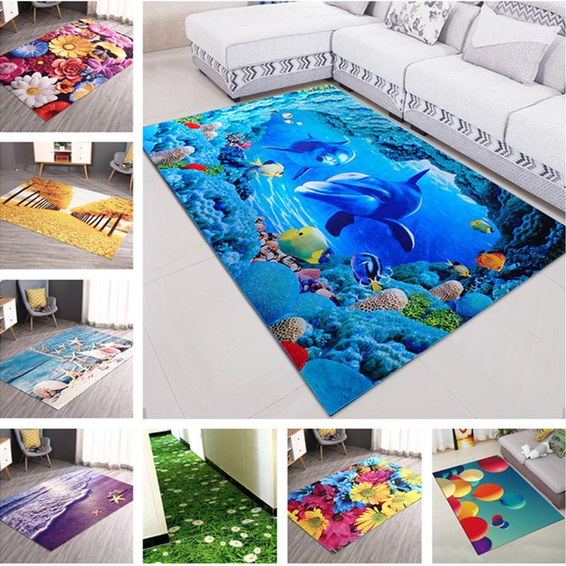 

New 3D Printing Hallway Carpets flower fish Bedroom Living Room Table Rugs Kitchen Bathroom Antiskid Mats1, 13
