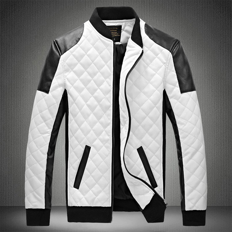 

Leather 2020 High Quality Classic Motorcycle Bike Jacket Heavier Men's Jackets Spring/fall Chaquete Hombre F7mp, White