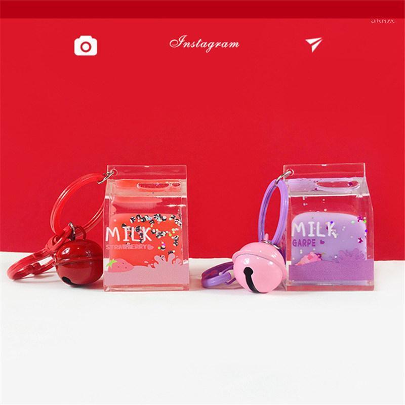 

New Keychain Dairy Cow Milk Drinks Car Keychain Fruit Milk bottle Liquid Crystal Quicksand Sequin Key Ring Bag Pendant for Women1