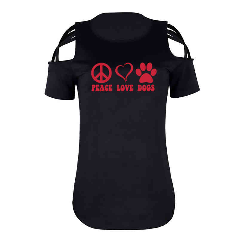 

Funny Love Dogs 100%cotton T Shirt Casual Women Off Shoulder Short Sleeve Graphic Slogan T-shirt Funny 90s Mom Tee Top, White