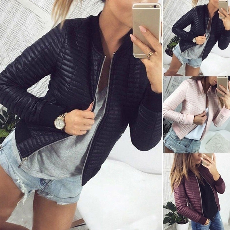 

Female autumn Zogaa short parkas cotton casual solid ladies fine fitting zipper jacket cool collar outwear Y39O, Burgundy