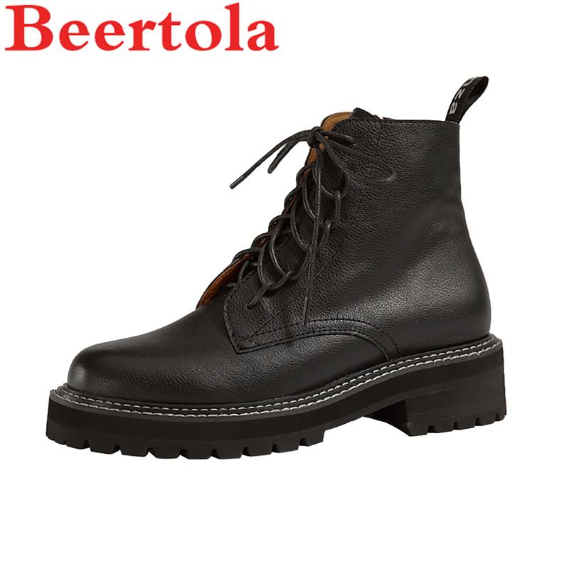 

New Genuine Leather Women Shoes Autumn Ankle Boots Women Zip British Style Motorcycle Shoes Mid Heels Chaussures Femmes, As pics