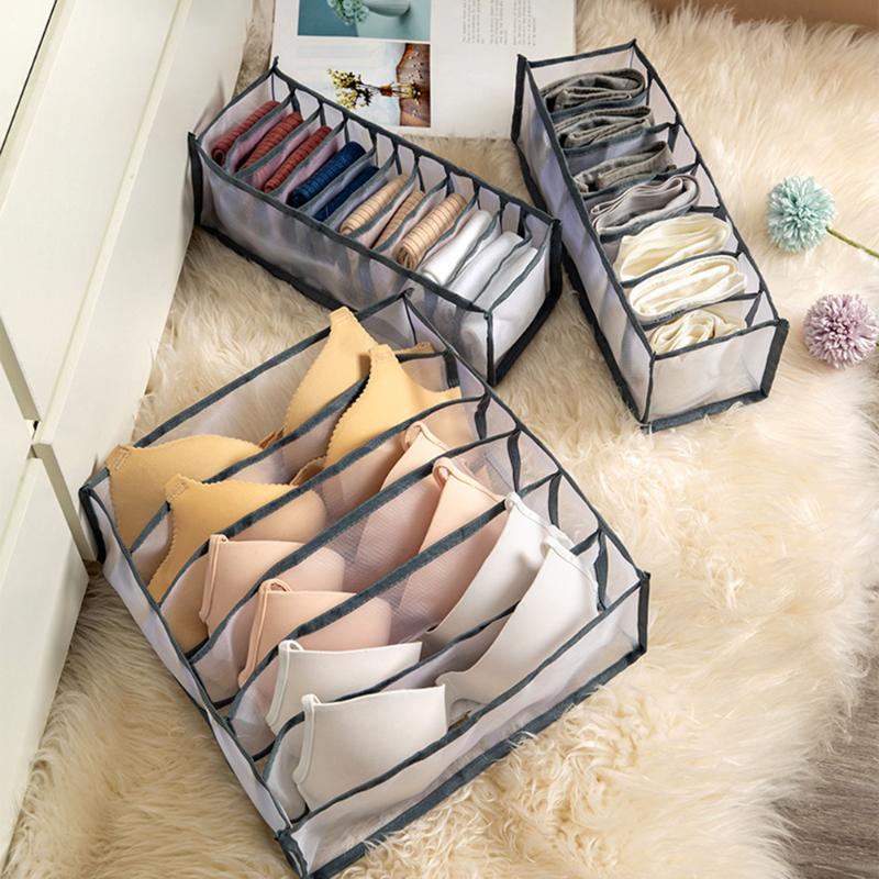 

1pc Dormitory Closet Organizer For Socks Home Separated Underwear Storage Box 7 Grids Bra Organizer Foldable Drawer