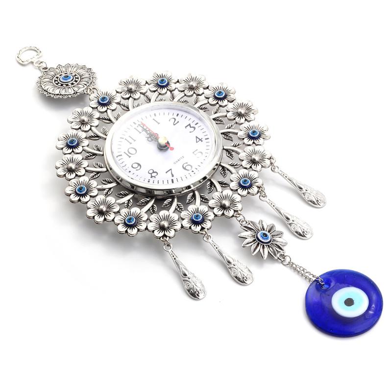 

New Fashion 35 cm Turkish Nazar Glass Evil Eye Wall Clock Hanging Charm &Home Decor