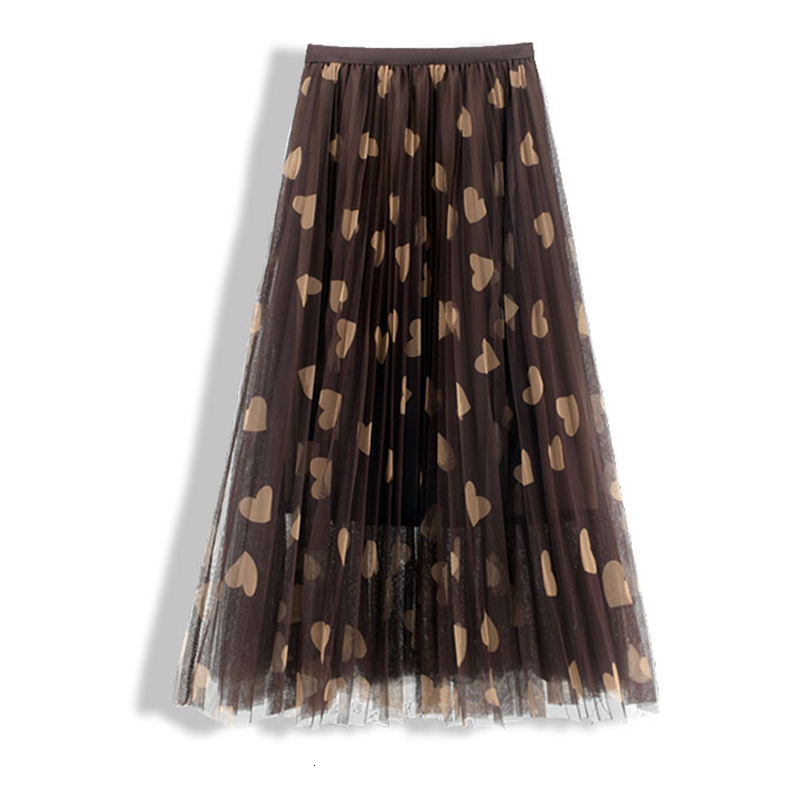 

New Women High Mesh Patchwork Long 2021 Spring Casual Print Skirt Female Elastic Waist Elegant a Line Maxi Party Skirts 3tqx, Black