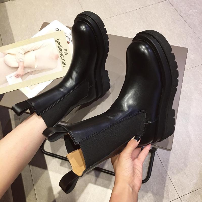 

shoes in autumn and winter 2020: and New fashion fashion women's Western mid tube boots, middle heel1, Black