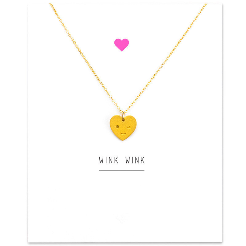 

Love Heart Choker Necklaces With Wishing Card Gold Silver Sweet Wink Pendant Necklace For Fashion Women Jewelry