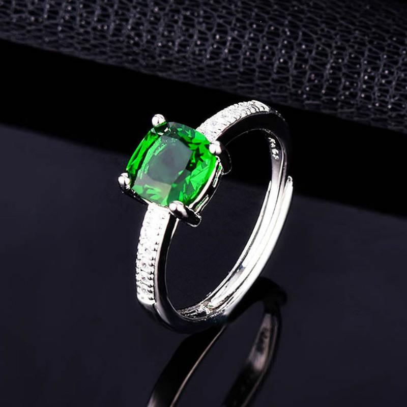 

Fashion Sterling 925 Silver Rings For Women Jewelry Simple Bridal Wedding Engagement Ring Bijoux Emerald Zircon Gemstone Ring