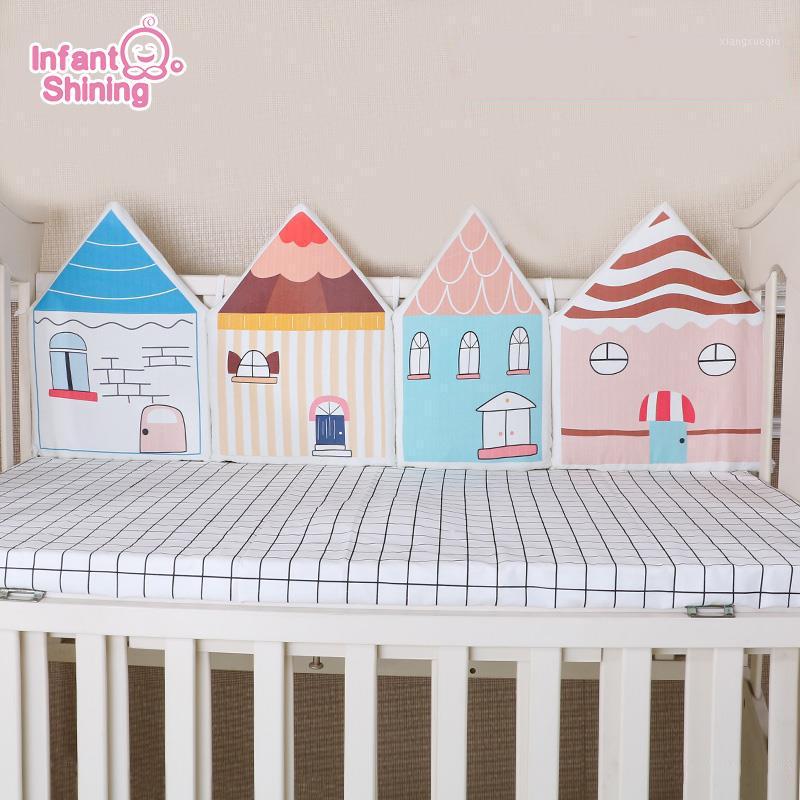 

Infant Shining Newborn Baby Bed Bumper Cribs 4pcs Colorful Bedding Set Bumper Fence Anticollision Washable Baby Room Accessory1, Red