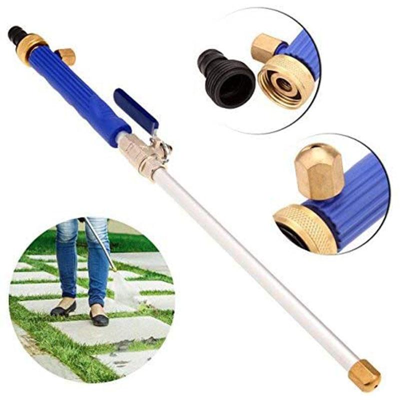 

46cm High Pressure Metal Water Gun Washer Water Jet Garden Hose Wand Nozzle Sprayer Watering Spray Sprinkler Car Cleaning Tool, Blue