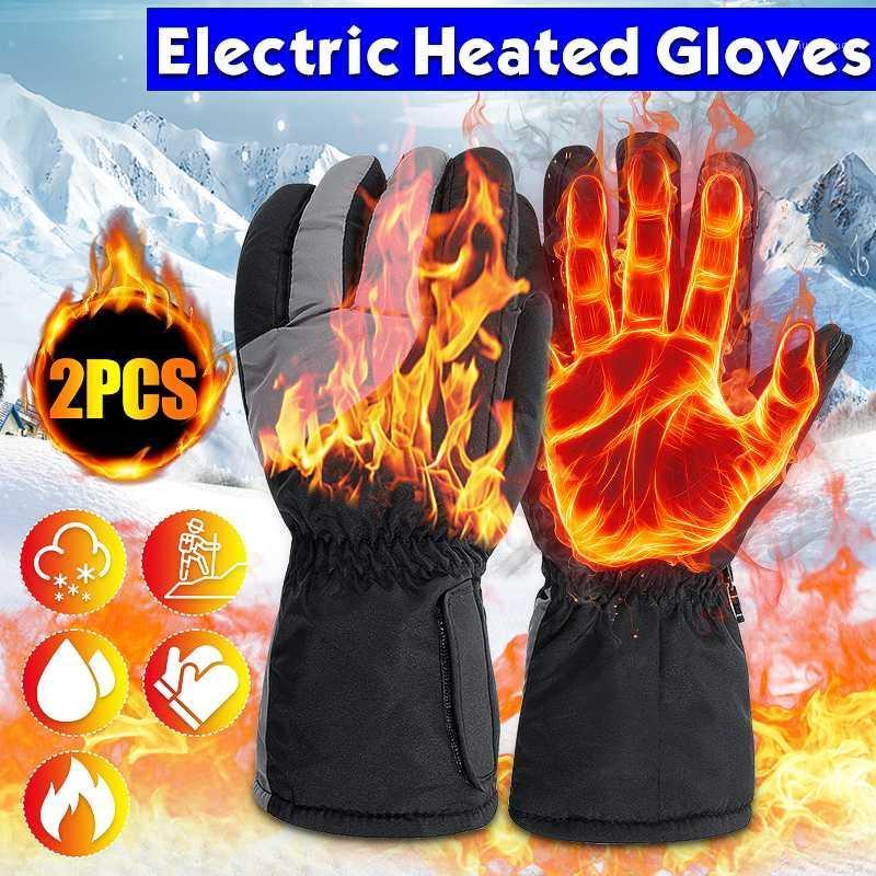 

1 Pair USB Heated Warm Waterproof Winter Warmer Thermal Unisex Electric Heated Thermostatic Motorcycle Gloves1, Black