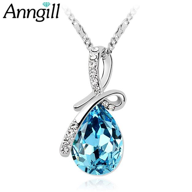 

ANNGILL 100% Original Crystals From Pendant Necklaces Women Party Chain Collares Jewelry Valentine's Day Gift
