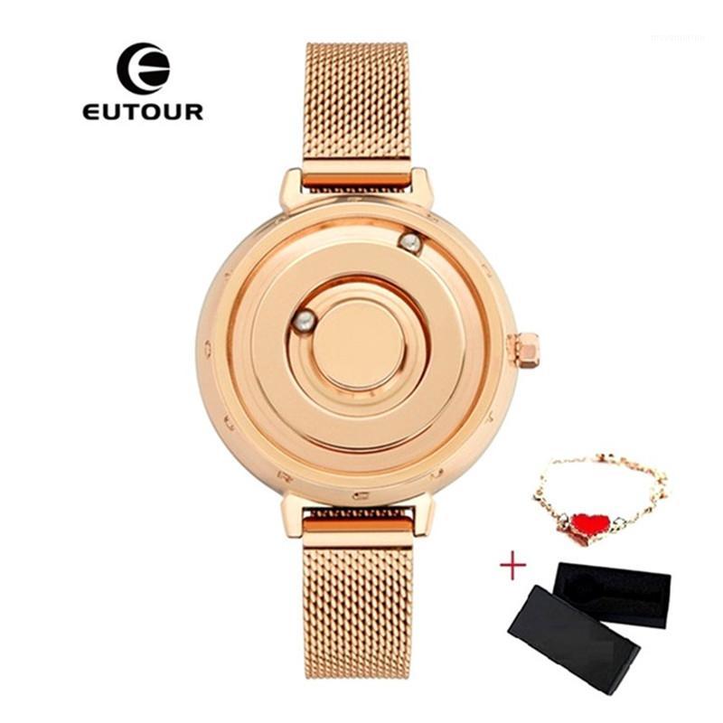 

EUTOUR women watches magnetic ladies watches top female stainless steel watch gold quartz wristwatch1, Gold brown leather