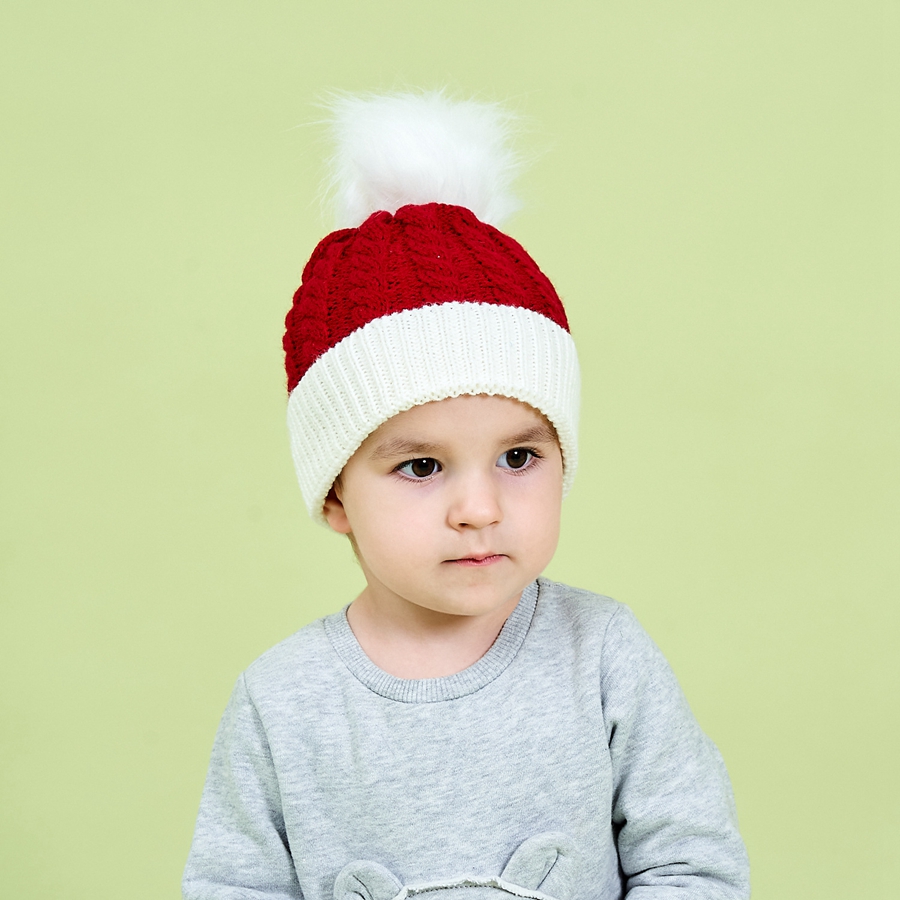 

Christmas Kid Hat Pom Pom Knitting Winter Warm Soft Baby Toddler Crochet Beanie Ear Cover Xmas Green Red Child Knitted Hats LJJP799-2, 4styles;pls remark
