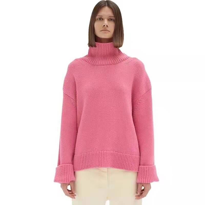 

Luxo, two pieces 45% cashmere 30% female panty wool, turtleneck mink cashmere, mesh tops + pant wool sets f701, Rose red tops