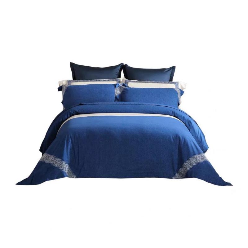 

Brand Hometextile Blue Egyptian Cotton Grinding Bedding Set King Pillow Cases Duvet And Cover