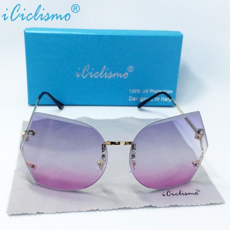 

Hot New 2020 Rimless Gradient Top Quality UV400 Sunglasses Women Eyewear Brand Designer Lady Goggles Female Sun glasses With Box