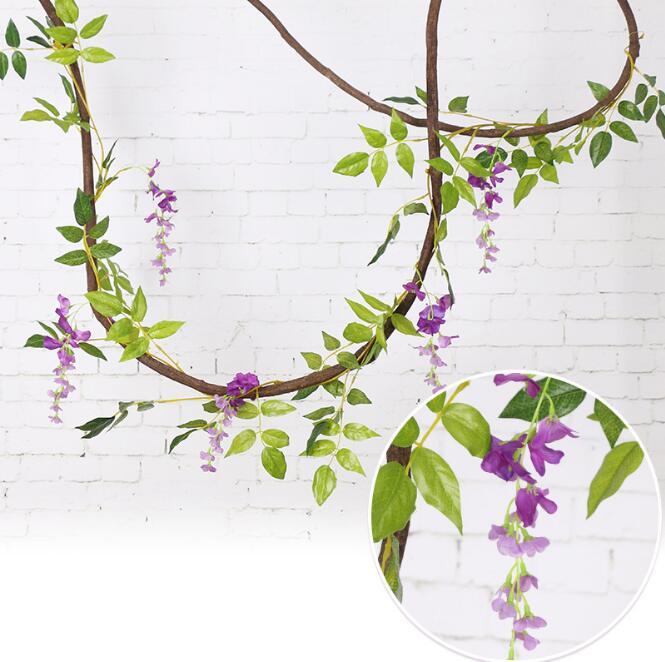 

2M Wisteria Flower Vine five colors for choose Artificial ivy flowers Silk Flower Wisteria, Green