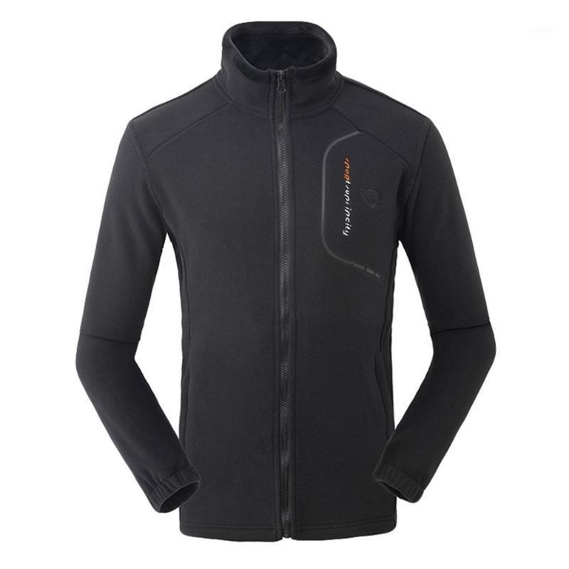 

Outdoor Men's Fleece Coat Jacket Autumn Winter Thickening Coral Fleece Stand Collar Sport Coat Long Sleeve Zipper Jacket1, Black